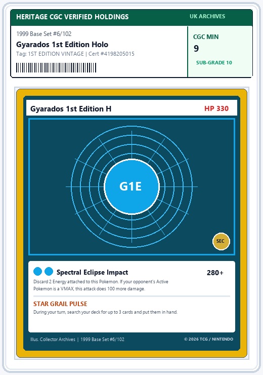 1999 Base Set Gyarados Holo 1st Edition PSA 9